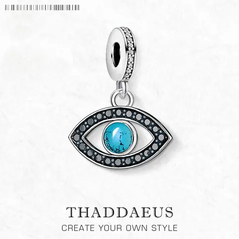 925 Sterling Silver Blue Turquoise Turkey Eye Charm Pendants New Fashion Vintage Lucky Gift Jewelry Accessories For Women Men