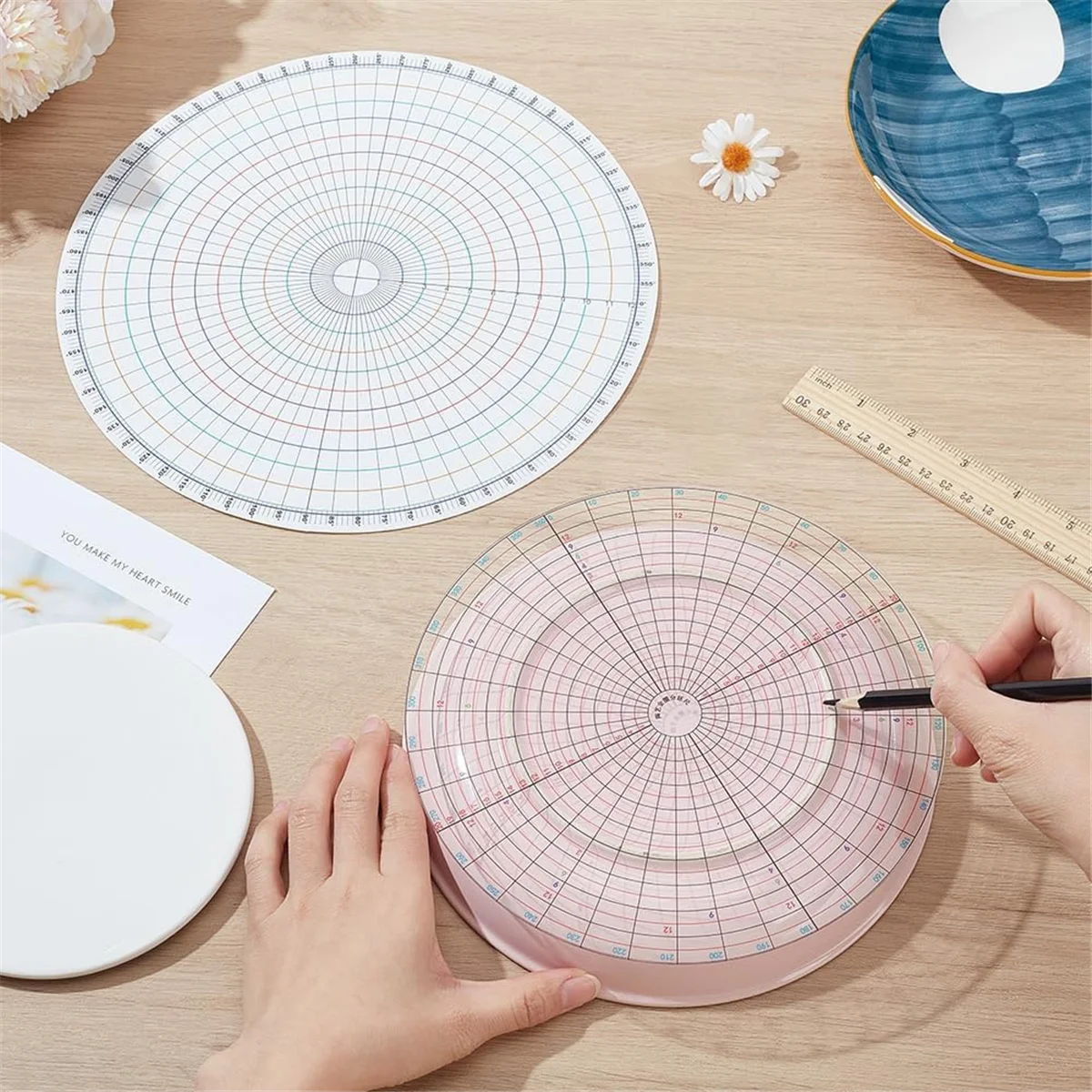 ABJZ 2 サイズ セラミック粘土ディバイダーツール 粘土サークルディバイダーテンプレート 粘土クラフトやデザインプロジェクト用、陶芸家に最適