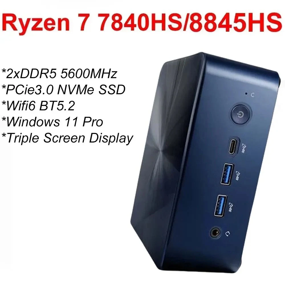 SZBOX S78 S88 Ryzen 7 7840HS/Ryzen 7 8845HS Mini PC Windows 11 DDR5 5600Mhz PCie3.0 NVMe SSD Wifi6 BT5.2 Desktop Gamer Computer