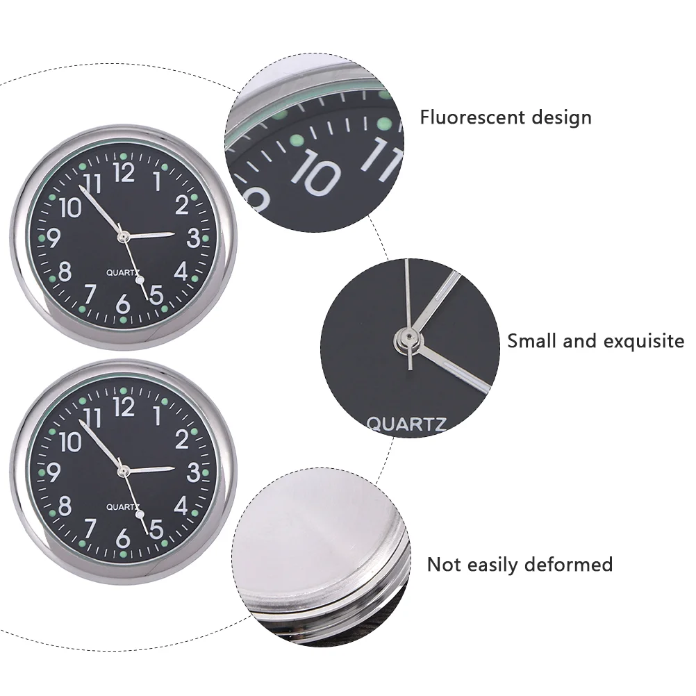 2pcs Dashboard Adhesive Digital Easy Install Decorative Vent Quartz Car Adhesive Car Clock Dashboard Quartz Clock