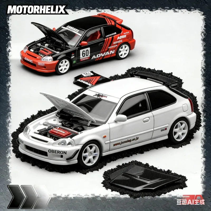 

MH 1:64 Honda Civic TYPE R (EK9) Simulation Alloy Car Model, Boys' Holiday Gift Toy, Adult Collection Decoration Item.