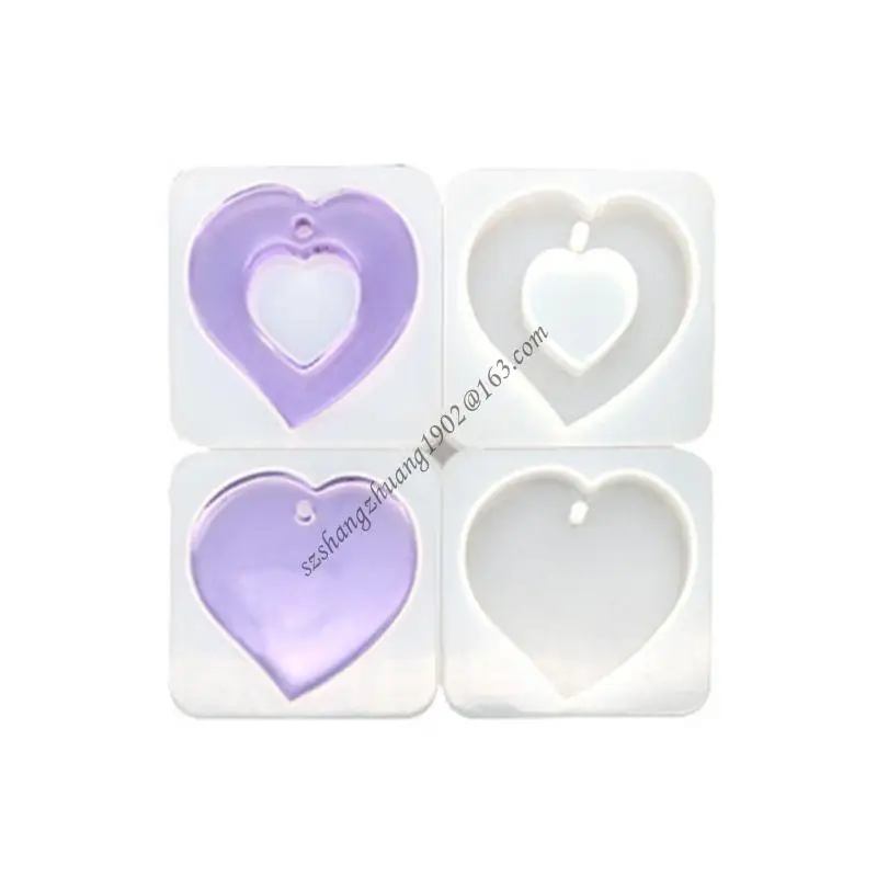 Q6RB 4 piezas resina moldes joyas resina molde colgante silicona en forma arete moho con molde resina borde