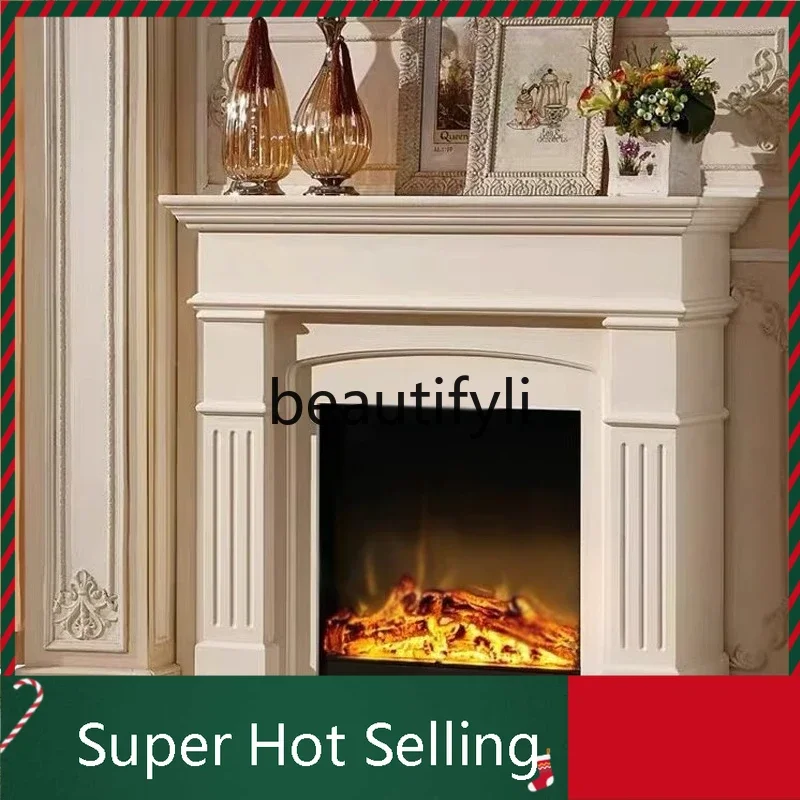 X  S132 Fireplace Decoration Solid Wood Hallway Entrance Cabinet Modern Simple Light Luxury Vintage Background Wall Cabinet