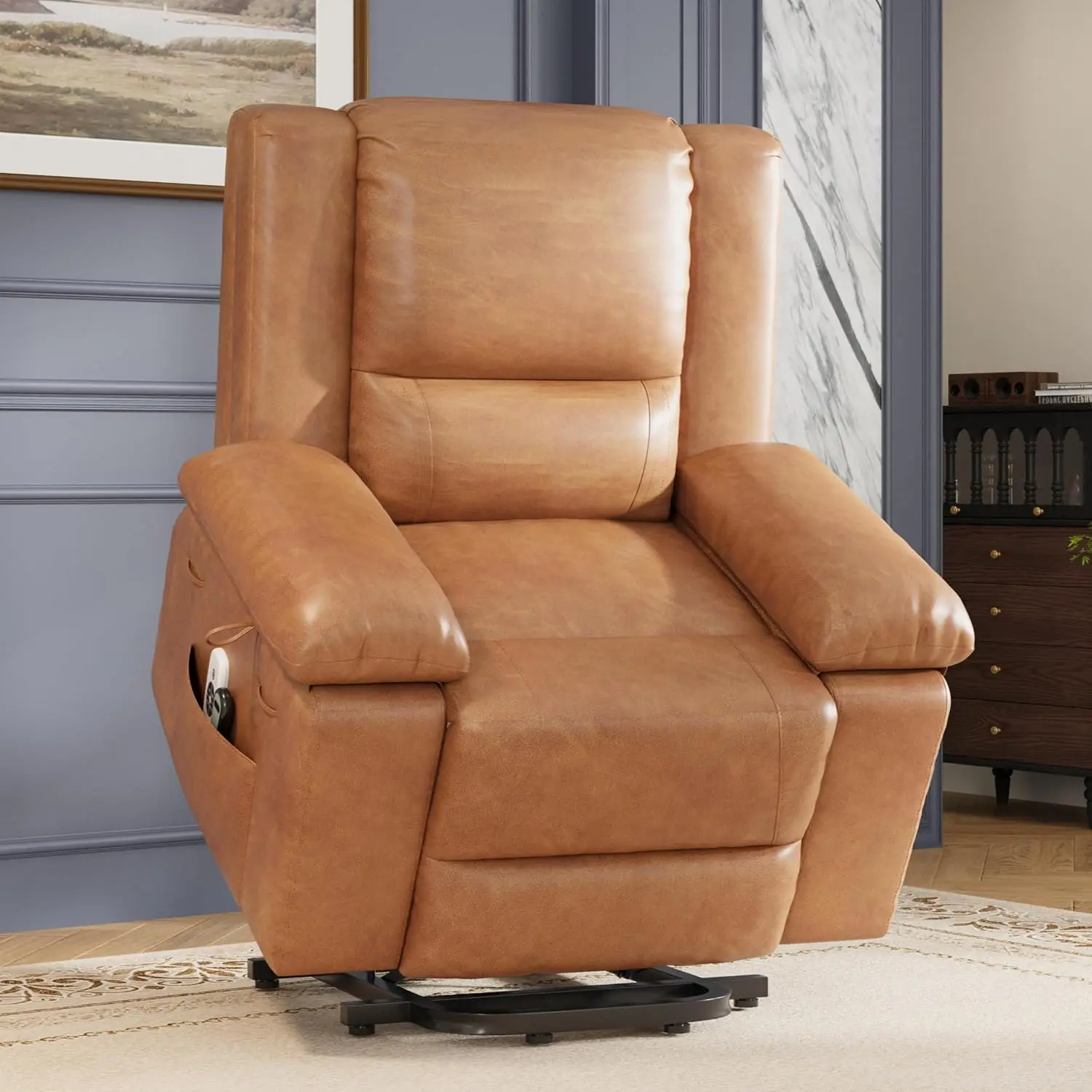 Electric Power Lift Recliner Chair – Heat & Massage, PU Leather, Adjustable Back and Legs, Heavy-Duty for Seniors & Mobility Impaired