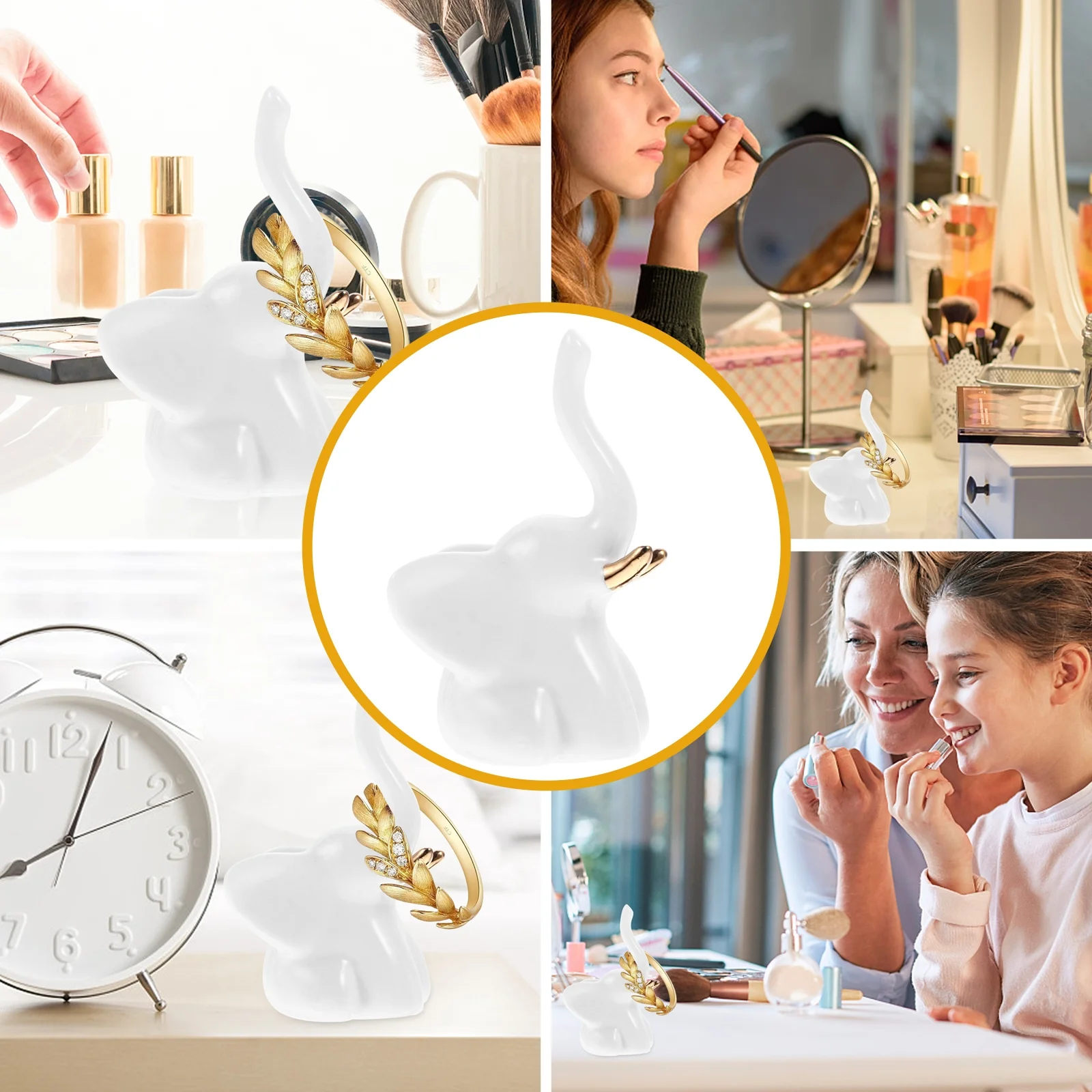1Set Elephant Ring Holder Jewelry Organizer Set Creative Rack for Rings Necklaces Bracelets Ring Holder