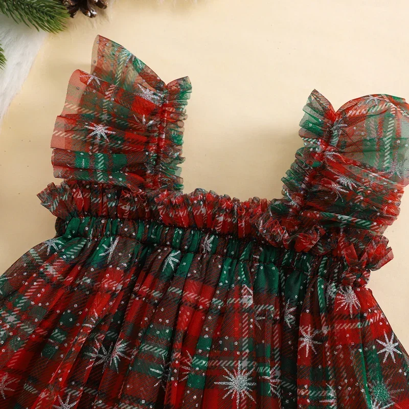 Sweety Toddler Christmas Tutu Dress Baby Girl Sleeveless Layered Tulle Dress Little Girl Princess Dresses Xmas Outfit Size 6M-4Y