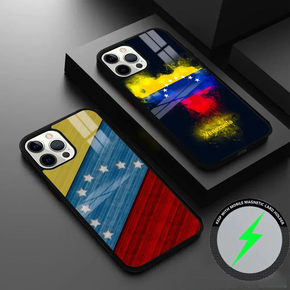 Flag of Venezuela Phone Case For iPhone 16 15 14 13 12 11 Pro Max Plus Mini Magsafe Mirror Wireless Magnetic Cover