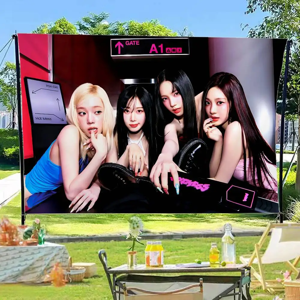 Korean Kpop Group A-Aespas Retro Flags Multiple Choice Living Studio Booth Interior Decoration Banner