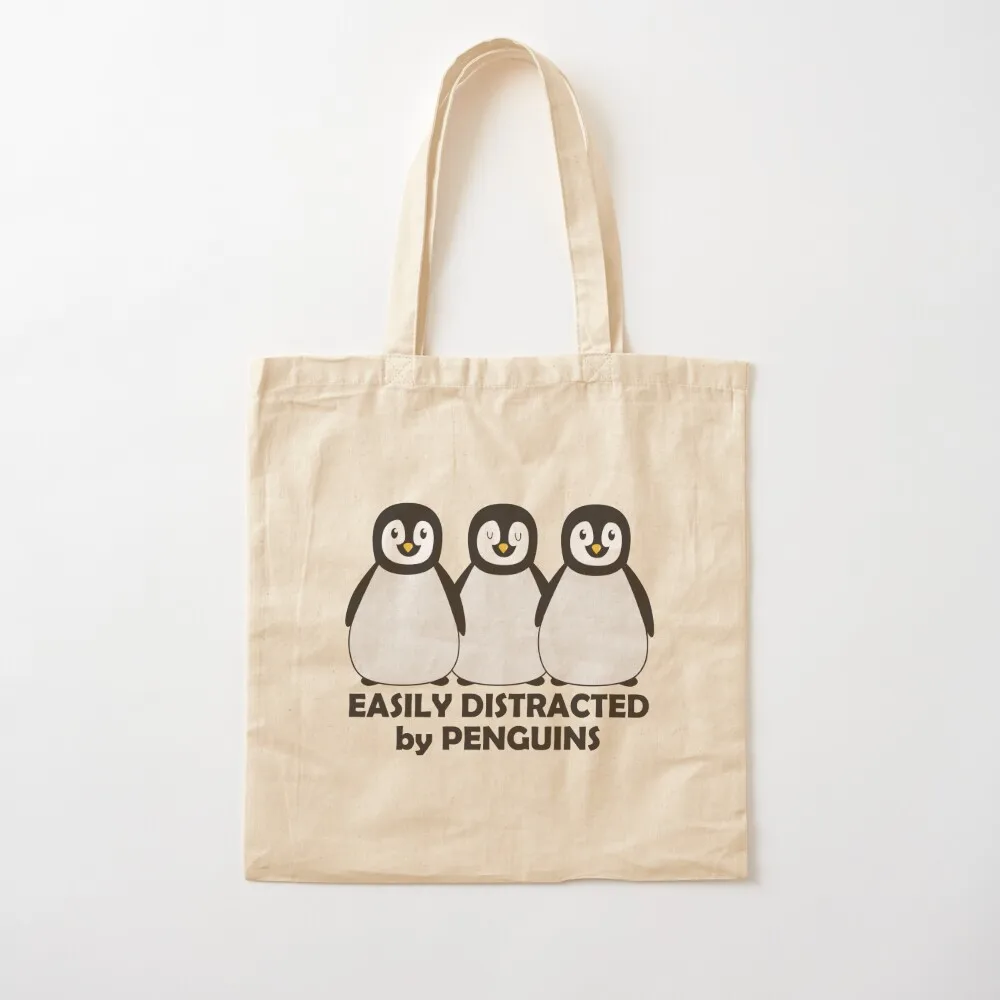 

Easily Distracted by Penguins Tote Bag Women's handbag great bag custom canvas bag Canvas Tote