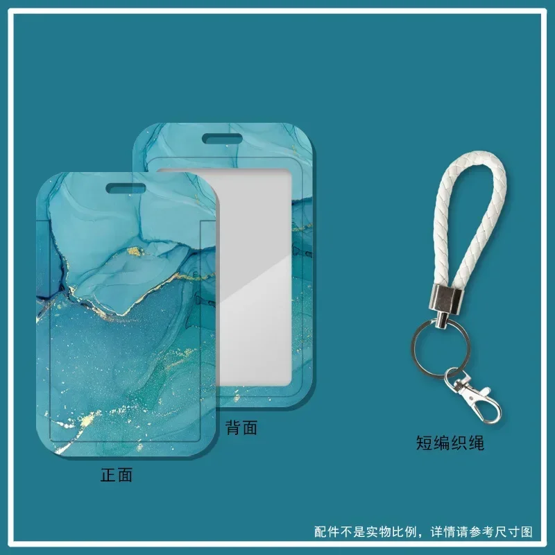 1 Pc Marble Color Card Holder Case Creative Student ID Bus Card Holder with Keychain Lanyard Office Worker Card Protector