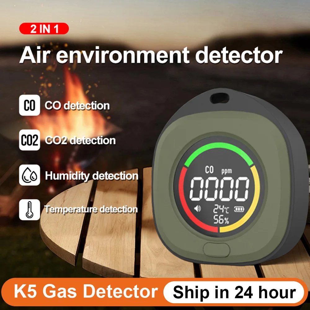 FMAi K5 CO Carbon Monoxide Detector CO2 Air Quality K5D Portable Gas Detector LED Screen Type-C K5E Series for Indoor and Travel