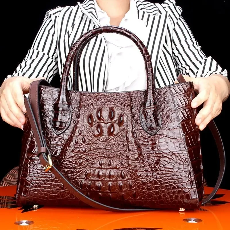 Nowe mody torebki damskie ze skóry aligatora europejski projektant skóra bydlęca oryginalne skórzane torby na ramię kobieta marka luksusowa torba Crossbody — zdjęcie 5