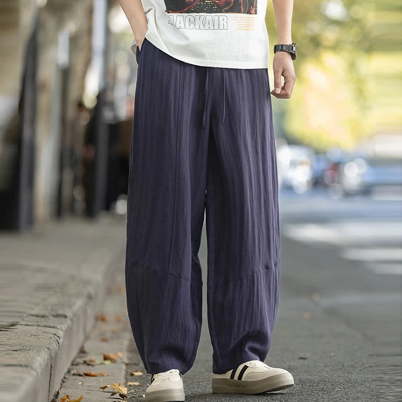 

Мужские повседневные брюки-шаровары оверсайз, новинка 2026 года, летние, в винтажном стиле, однотонные, свободные, удобные, мужские брюки N106