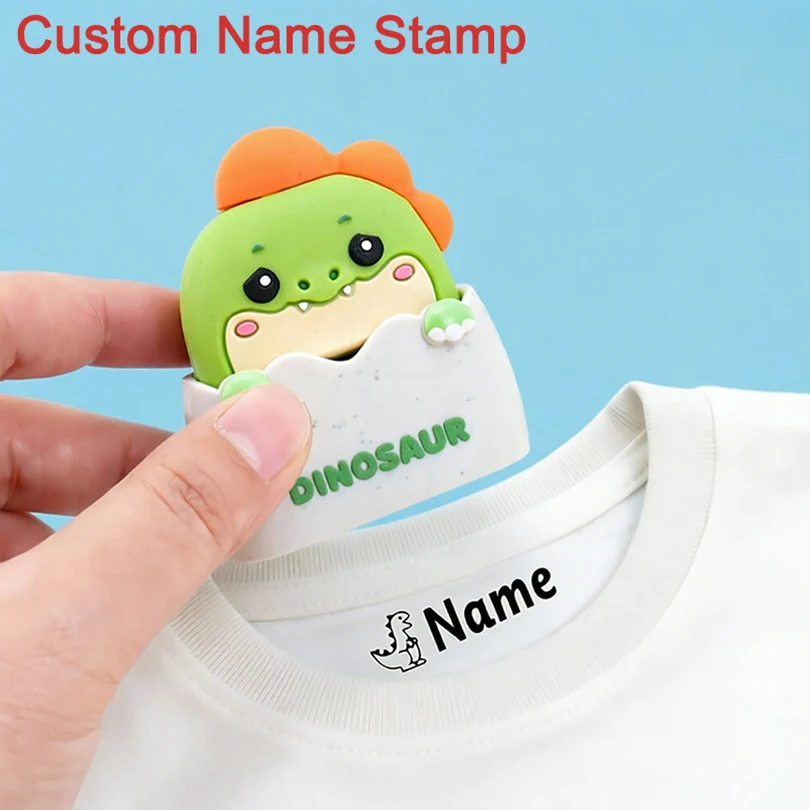 Custom Kids Name Stamp Cute Animal Customized Stamp Quick-Drying Ink Kindergarten Clothing Label Personalized Name Stamp Gift