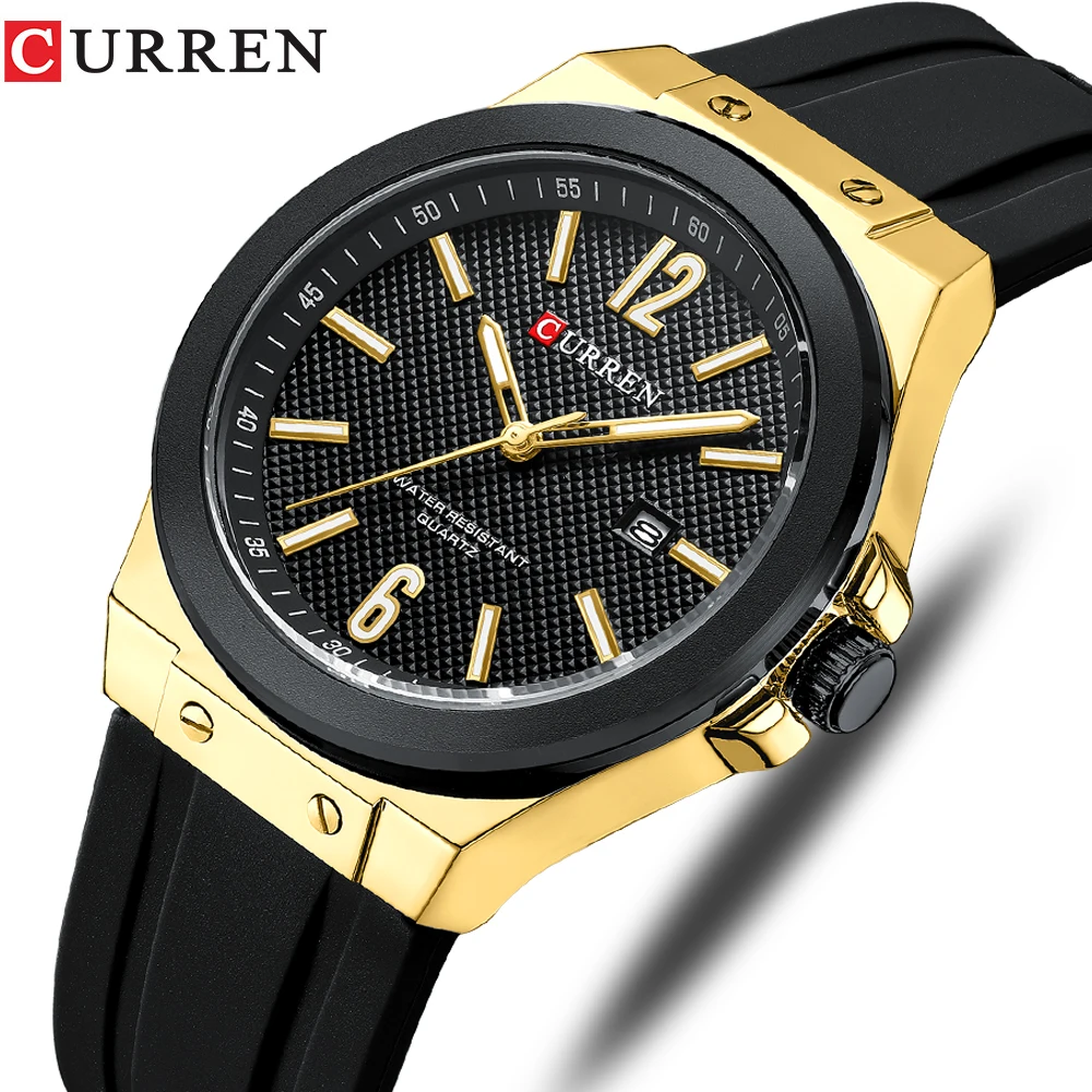 

CURREN Top Luxury Brand Quartz Watch Men Silicone Strap Military Watches 30ATM Waterproof Wristwatch Relogio Masculino