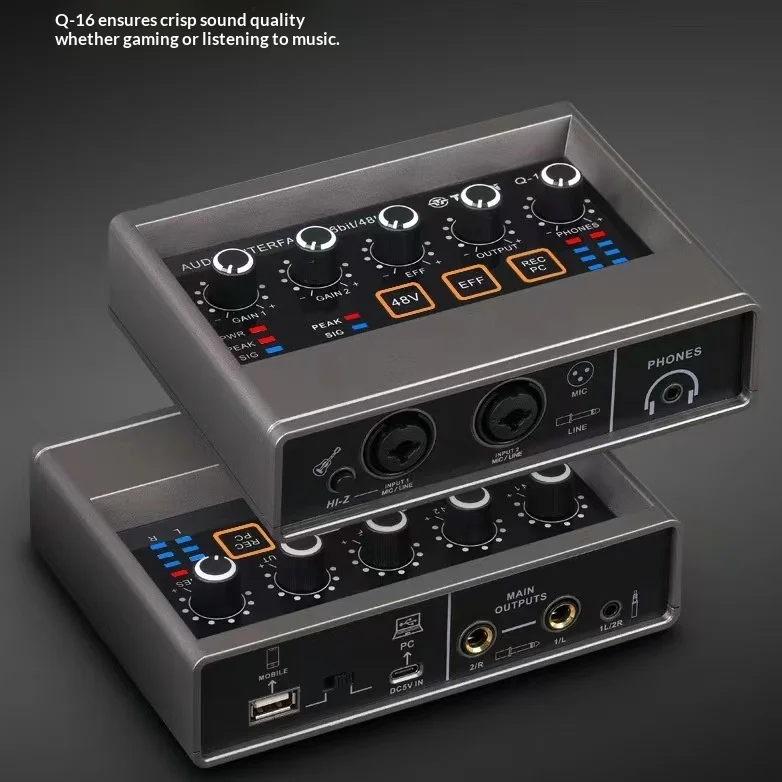 

Professional Recording Sound Card DSP Reverb 48V Computer Mobile Phone K Song Musical Instrument Trembles Live Broadcast Special