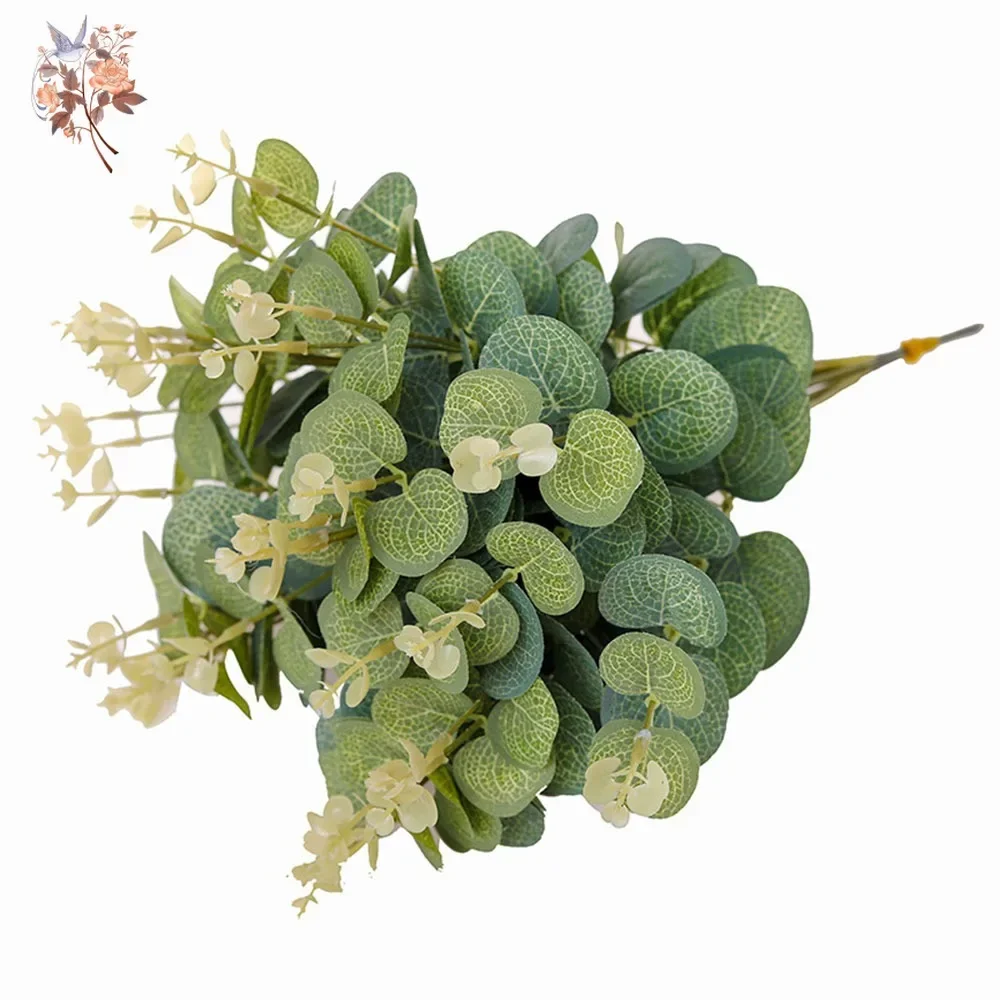 12pcs Lifelike Artificial Eucalyptus Leaves Greenery Branches Bridal Bouquets Accessories for Wedding Centerpiece Garden Decor