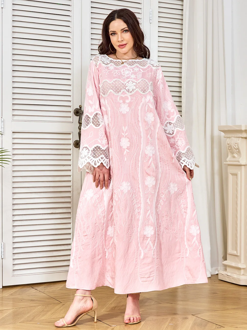 Mode Borduren Abaya voor Vrouwen Moslim Jurk Abbayas Dubai Abaya Turkije Arabisch Caftan Marocain Femme Gewaad Islamitische Jalabiya