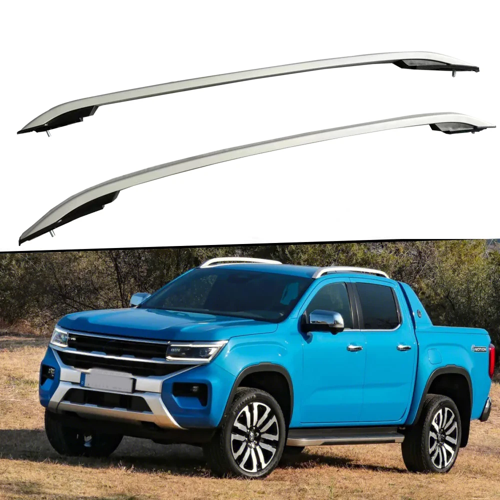 2Pcs Fits for VW Amarok 2023 2024 Aluminum Top Side Rail Bar Roof Rail Rack