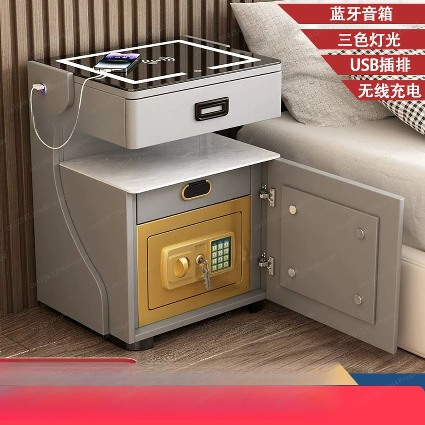 Household Smart Bedside Table Safe Integrated Multi-function Simple Modern Bedroom Storage Cabinet Light Luxury Small Safe