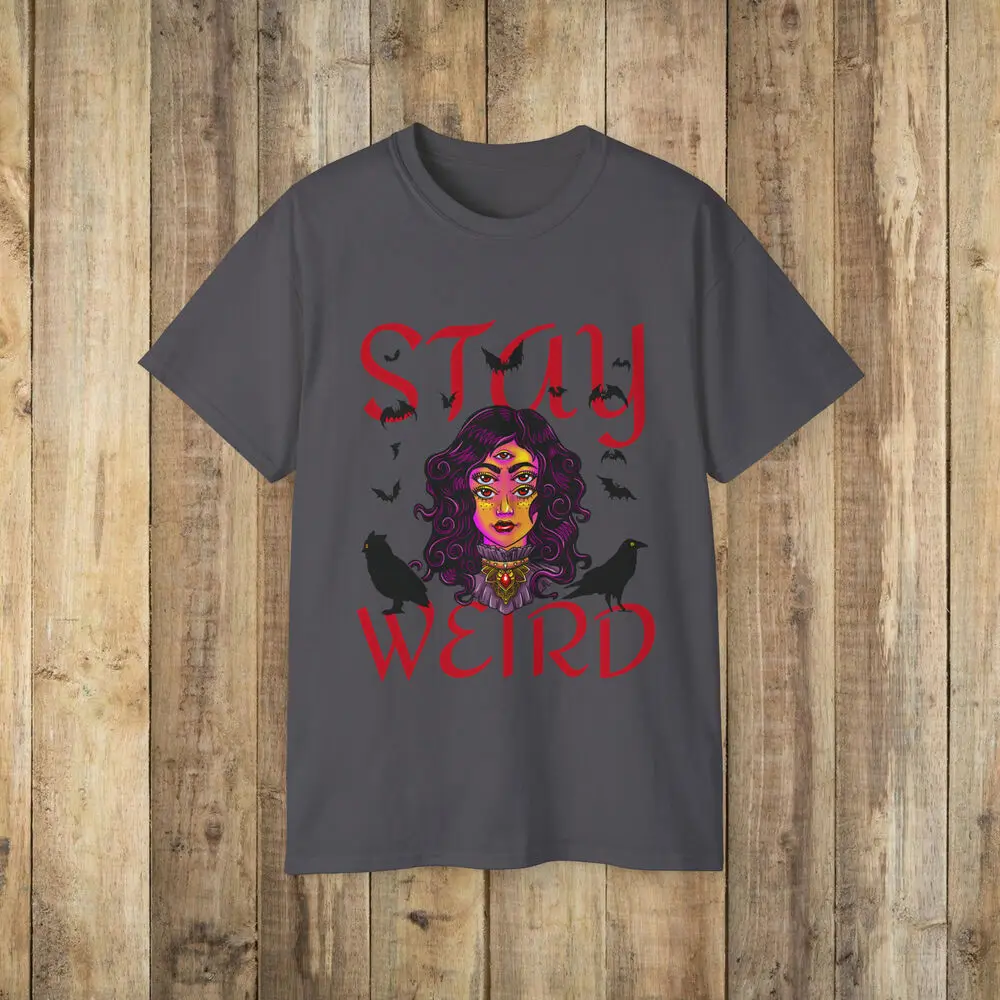 Stay Weird occult wiccan T-shirt shirt  Tees High Quality 100%Cotton Short Sleeve