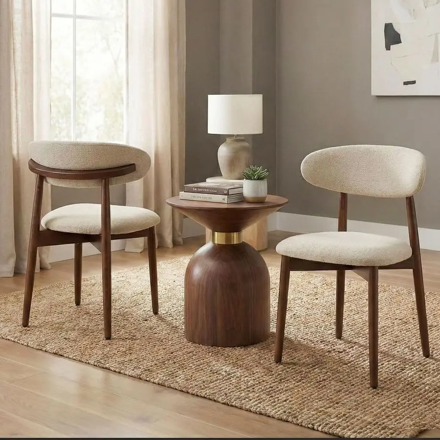 

Room Chairs Set of 2, Upholstered Farmhouse Dining Chairs, Modern Fabric Kitchen Chairs with Solid Wood Leg,Beige