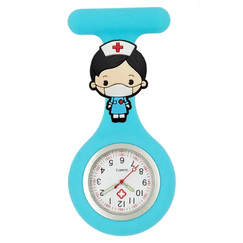 Tecknad härlig sjuksköterska läkare unisex sjukhus medicinska ikoner massiva silikonbroscher pins hängande FOB fickur klocka gåvor 8 best sales bröstvakt för sjuksköterskor - №3
