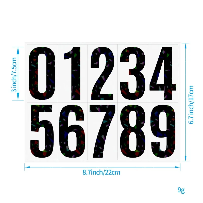 3 بوصة ملصقات أرقام رائعة سوداء فلاش أسود سهلة التعرف على ملصقات تصنيف رقم المنزل لصندوق البريد 5 أوراق #6