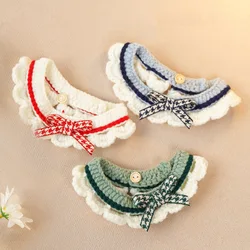 Cute Pet Cat Saliva Towel Hand-knitted Adjustable Kitten Cat Puppy Bow-knot Collar Pet Cat Decorative Collar Kitten Accessories