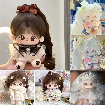20 cm Kawaii-Baumwollpuppe mit großen Augen, kein Attribut, Plüsch-Idol, gefüllte Super-Star-Figur, Puppen können Kleidung wechseln, Geschenk für Mädchen und Kinder