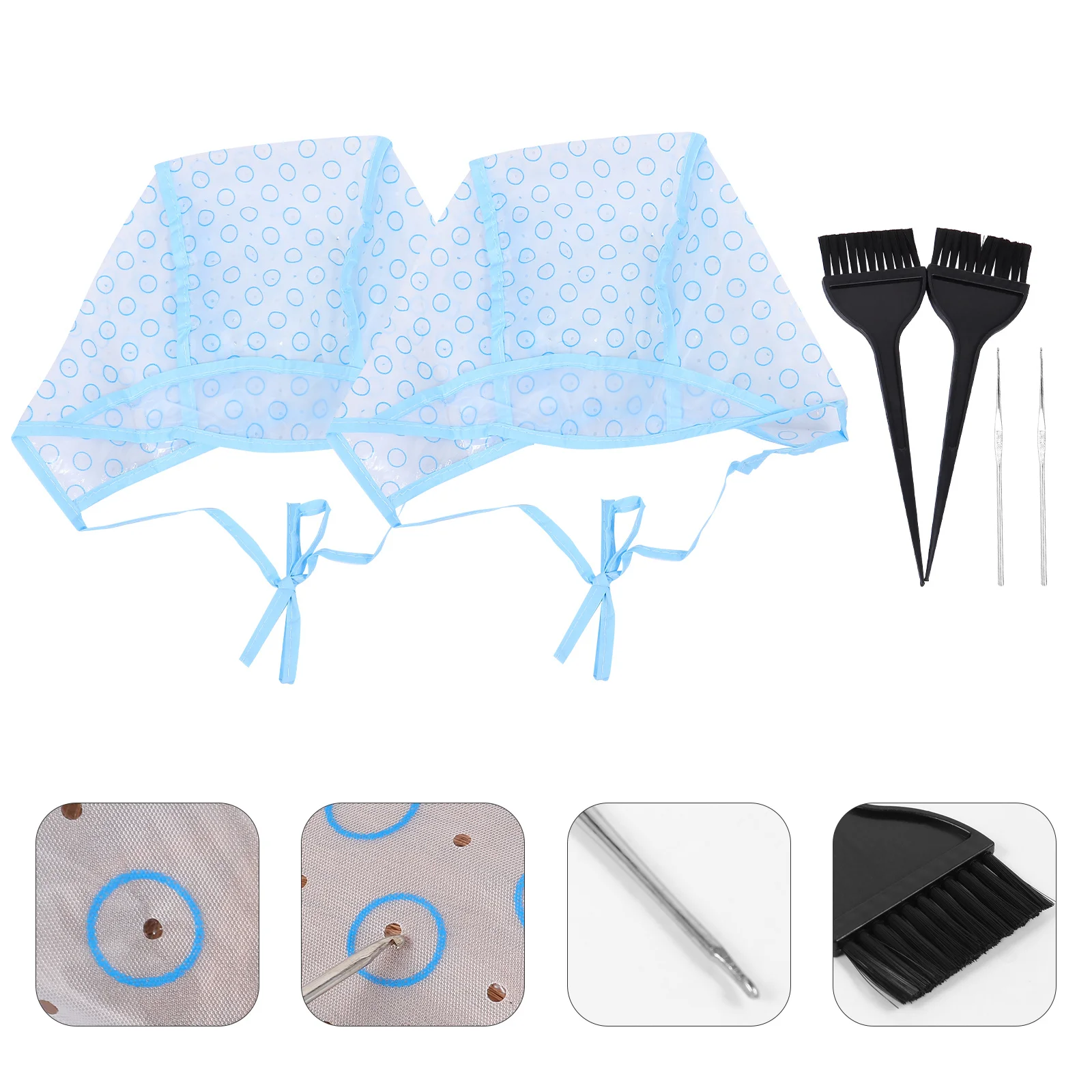 

6Pcs Hair Highlight Cap Kit Plastic Highlight Tipping Tool Hair Dyeing Accessories for Salon and Home Use Dyeing Color Tool