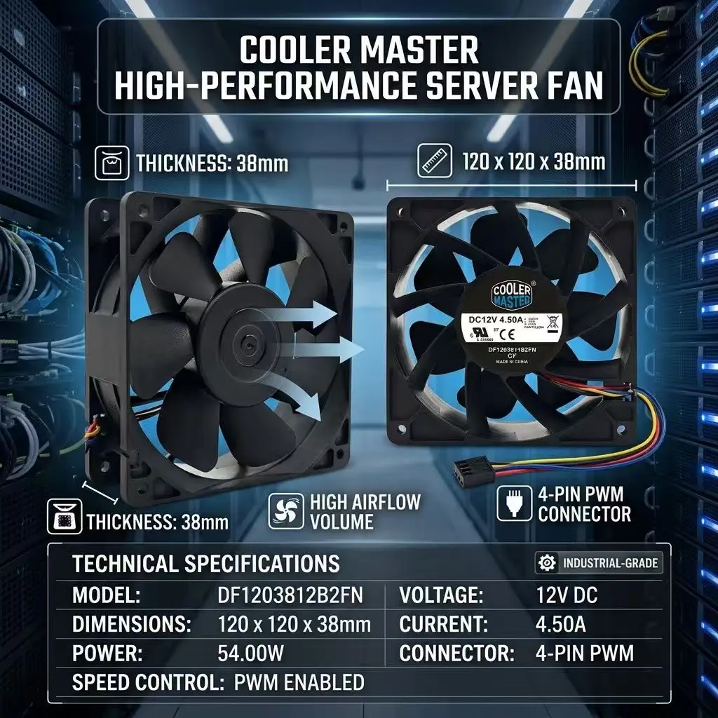 For DF1203812B2FN DC 12V 4.5A 54W 12038 120x120x38mm 4Pin PWM Dual Ball Bearing Violent Server Chassis Case Cooler Fan