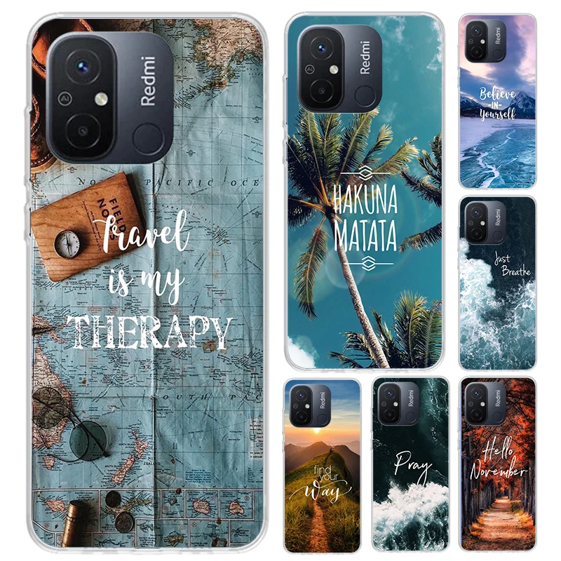 Travel Mountain Beach Proverb Phone Case for Xiaomi Redmi 12C 12 10C 10A 10X 10 9C 9A 9 9T 8A 8 7A 7 6A 6 Pro S2 K20 K40 Soft Pr