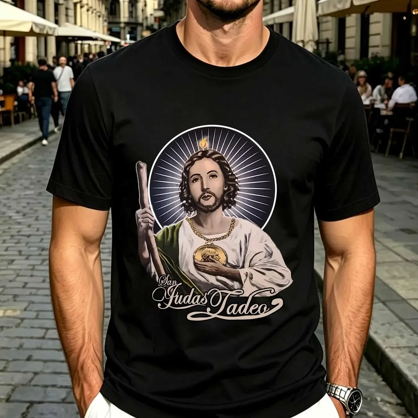 washed T Shirt SAN JUDAS TADEO SAINT JUDE APOSTLE RELIGIOUS THADDEUS long or short sleeves vintage Washed fashion Casual