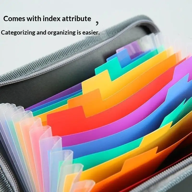 A6 Colorful Expanding File Folder 13 Compartment Bill Document Zipper Organizer Office Supplies