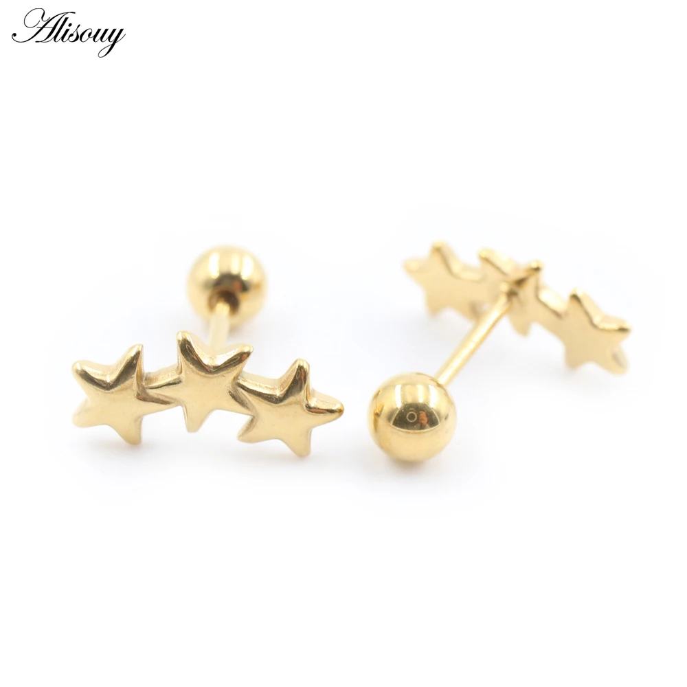 2PC Titanium Cross Spider Snake Skull Sword Bow Feather Star Coffin Ear Stud Cartilage Helix Earring Tongue Ring Pierced Jewelry view 5
