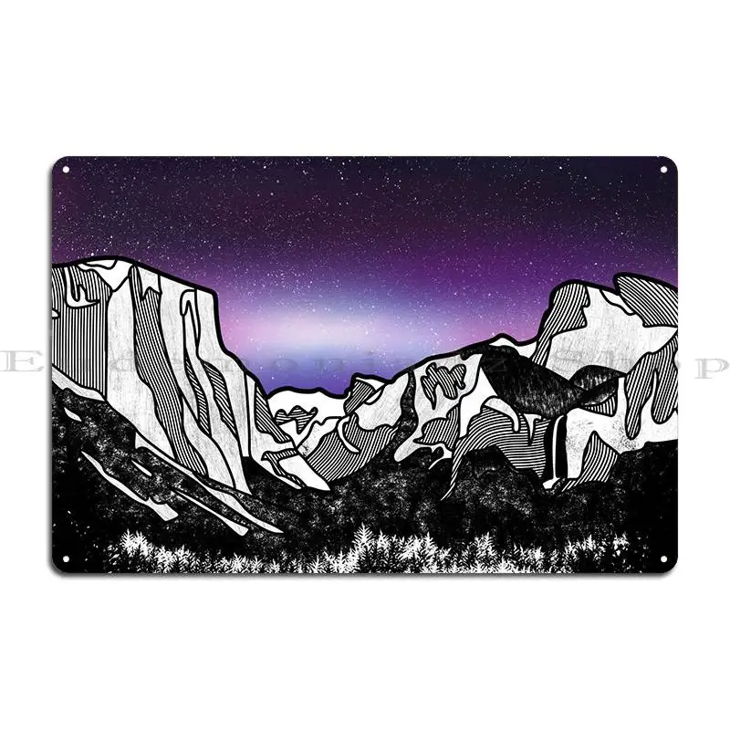 Yosemite Valley Landscape Illustration Metal Sign Wall Cave Cinema Funny Personalized Design Pub Tin Sign Poster