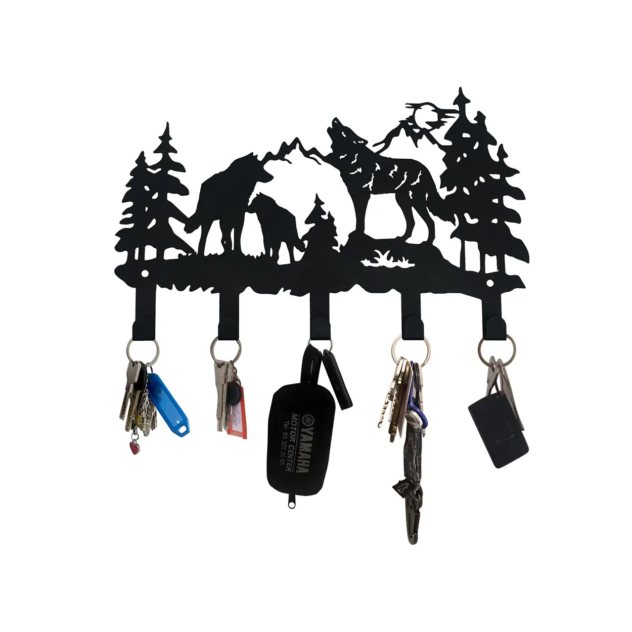 Metal Wolf Hangers and Key Holder-Clothes Rack and Backpack Hanger-Animal Theme Hooks Home Decor Wolf Coat Hooks Wall Art Decor