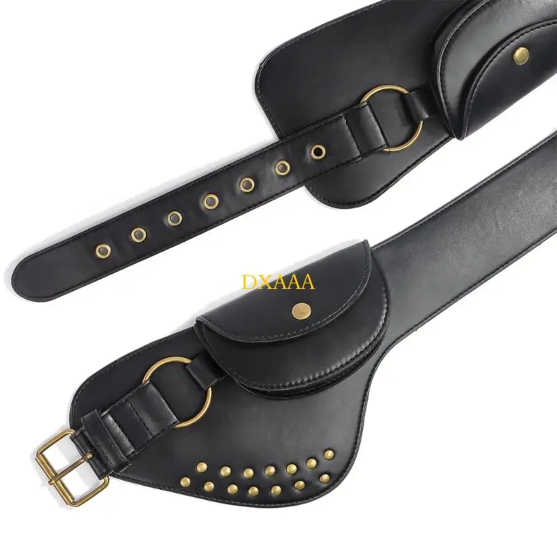 

DXAA Модный ремень с металлическими заклепками и карманом для монет, широкий пояс-корсет для женщин