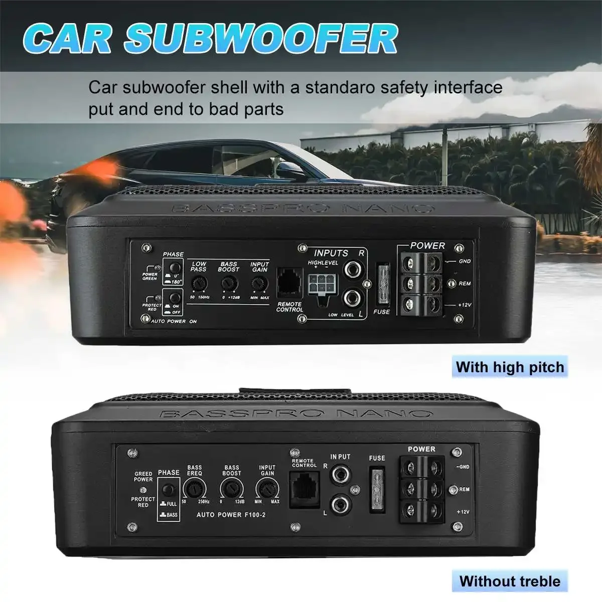 10 inch 12V 900W Car HIFI Amplifier Subwoofer Car Audio Slim Under Seat Active Subwoofer Bass Speaker Car Subwoofers Woofer