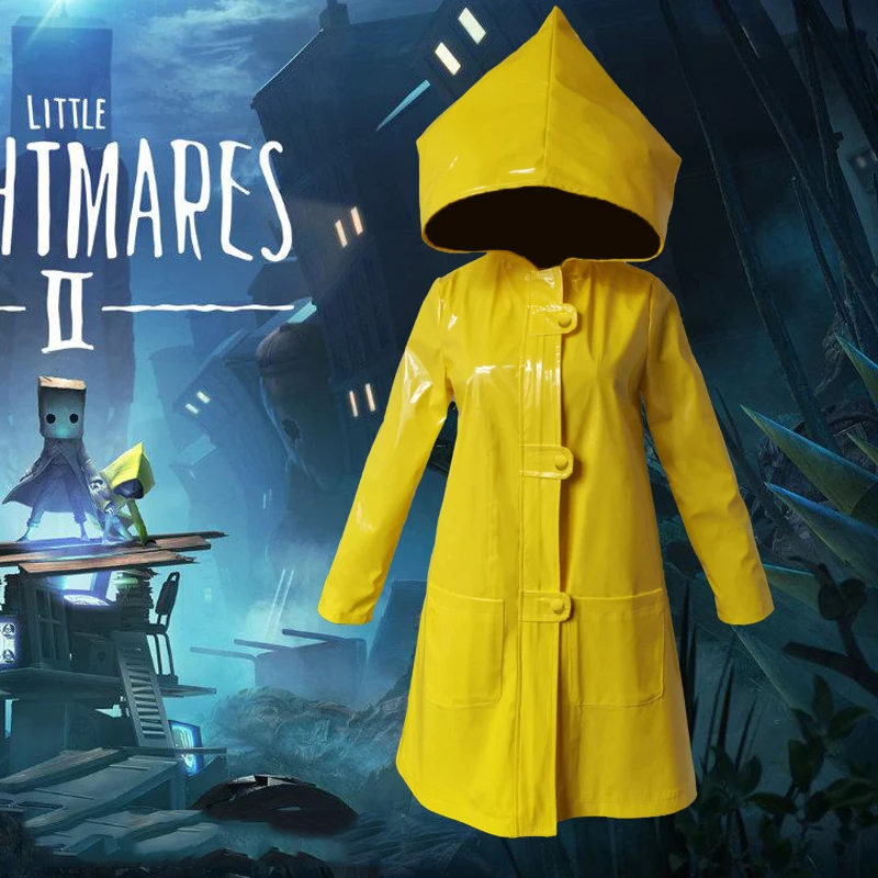 Little Nightmares Six Cosplay Costume Yellow Raincoat Jacket Scary Halloween Costumes Horror Game Clothing Carnival Performance