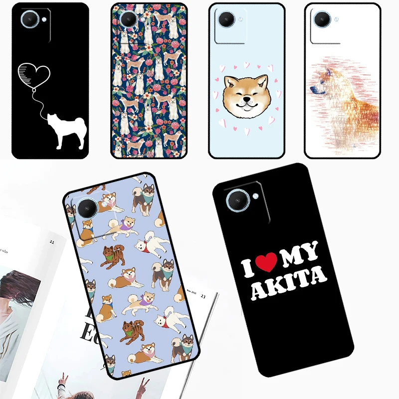 Animal Cute Dog Akita For Realme C55 C53 C35 C33 C30 C25s C21Y C11 C15 GT Neo5 GT3 GT5 9 10 11 12 Pro Plus Case