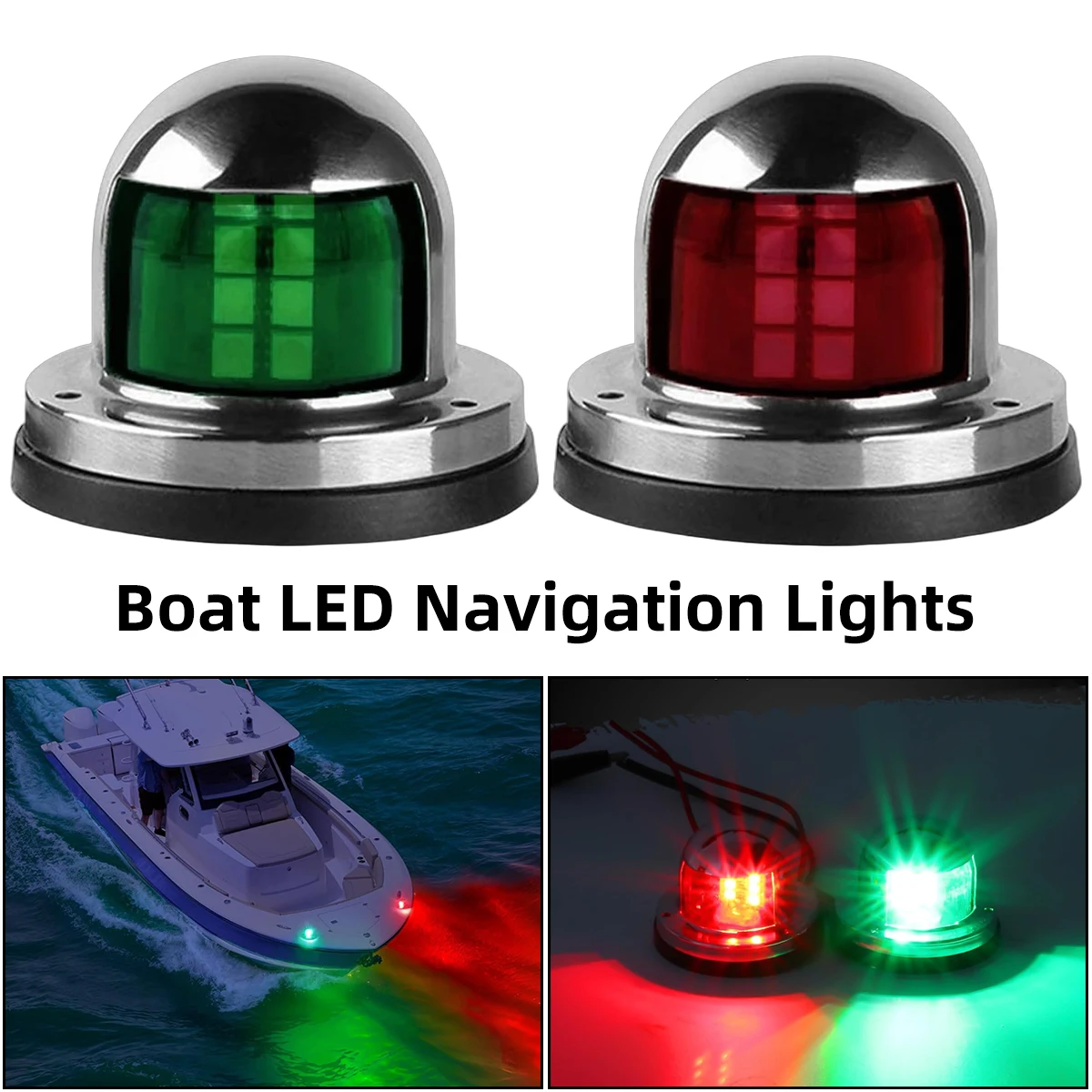 LED Navigation Lights 12V Marine Sailing Signal Lights Bow Port Side Starboard Lights for Yacht Sailboat Speedboat Fishing Boats