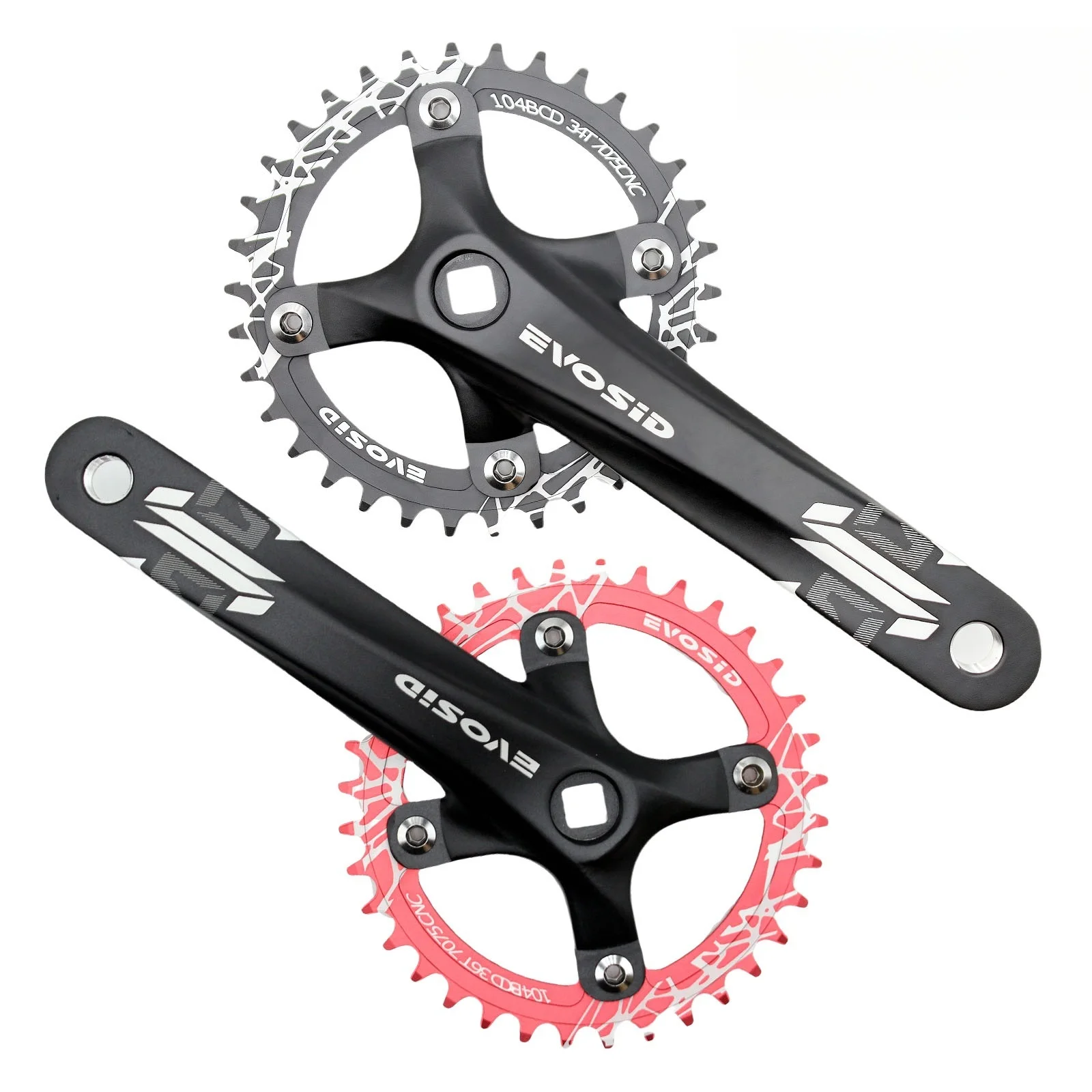 AliExpress EVOSID Bicycle Crankset 104BCD Mountain Bike Square Hole Crank Aluminum Alloy 170mm MTB Bike Crank 8-12S Chainring 32/34/36/38T