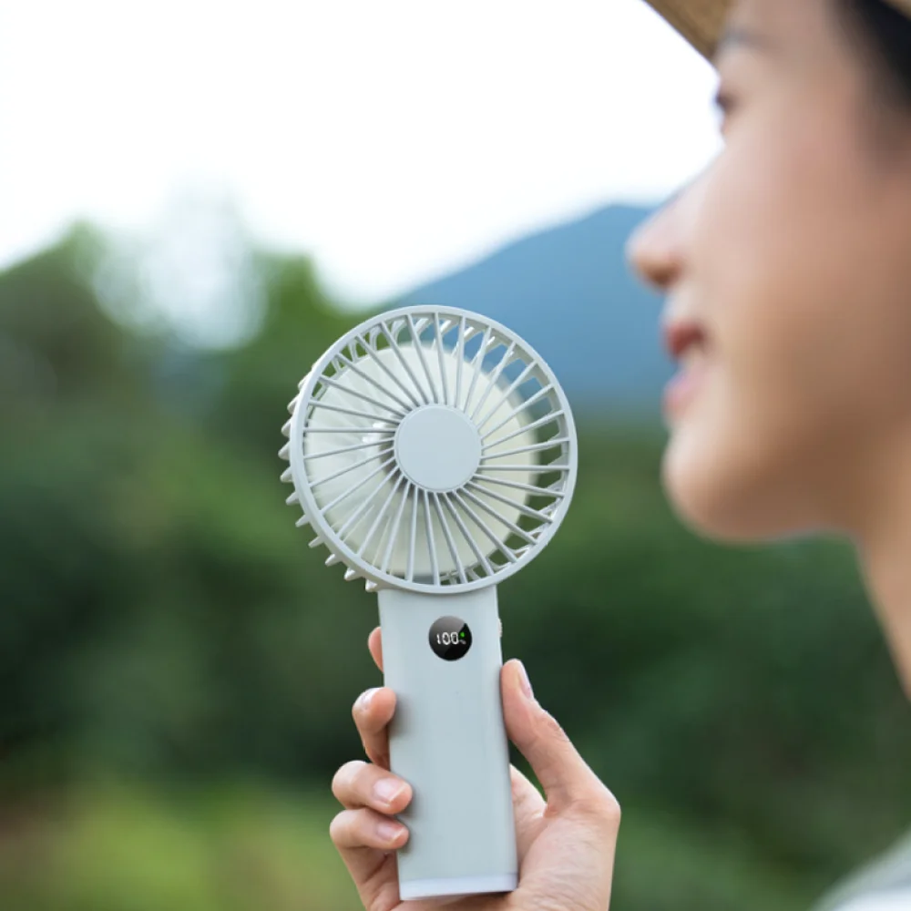 USB Handheld Fan Portable Mini Cooler Powerful Air Blower Stepless Speed Adjustment Digital Screen Night Light For Wisec Travel
