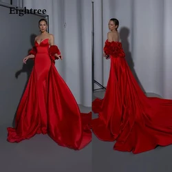 Eightree Gorgeous Red Mermaid Evening Dresses For Women 3D Floral Jacket Prom Dress Skirt Slim Fit Sleeveless Party Gown Custom