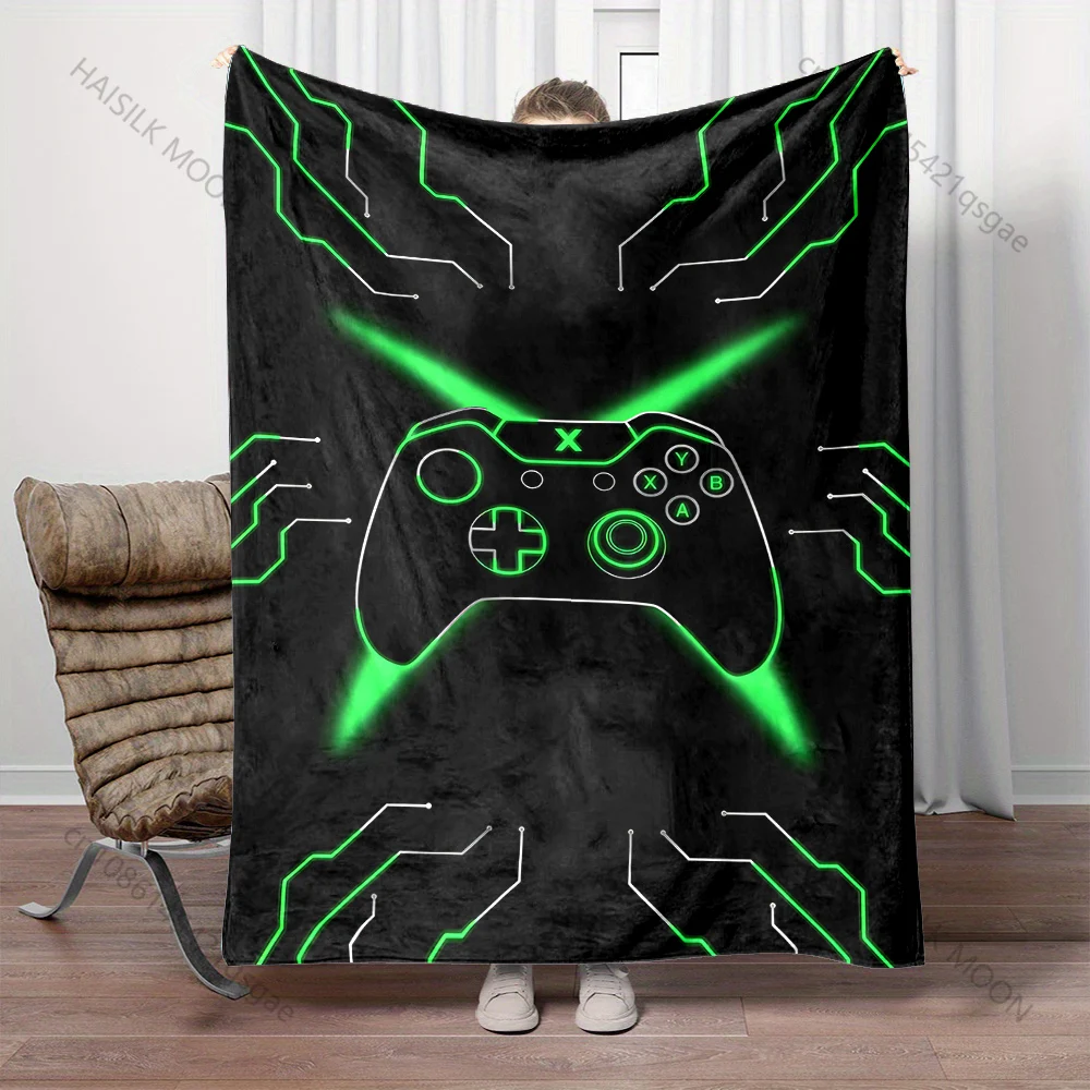 Futuristic green glow game controller Blanket Suitable for Home Bedroom Sofa Travel Camping Blanket Various Sizes for Gifts