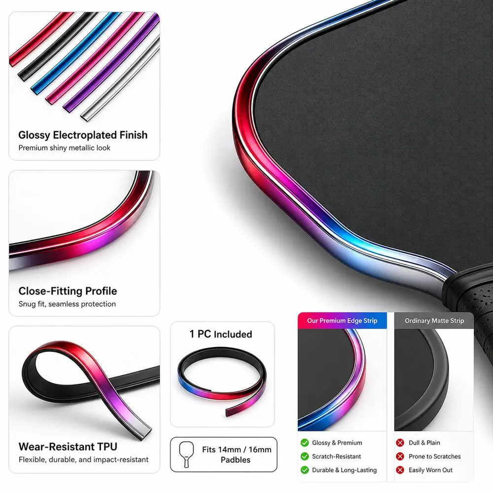Gradient Finish Pickleball Paddle Edge Guard Wear Resistant Close Fitting Pickleball Rim Protector Protective Trim