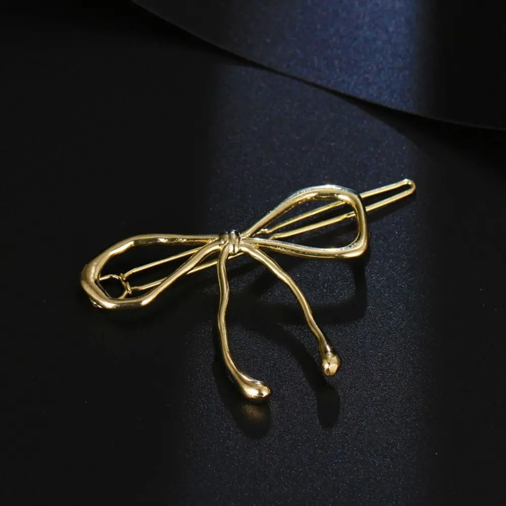 Gold Silver Color Bowknot Hairpin Frog Clip Metal Hollow Barrettes Original Chic Hair Accessories Back Clip Jewelry