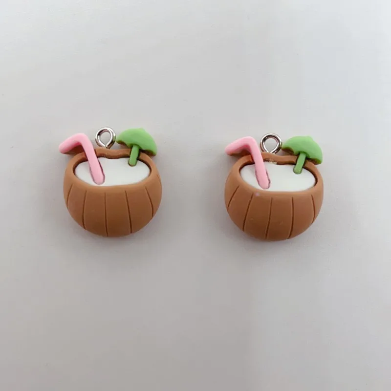 10pcs Kawaii Summer Beach Sunglasses Coconut Tree Juice Resin Earrings Charming Diy Jewelry Keychain Bracelet Pendant Making image 3